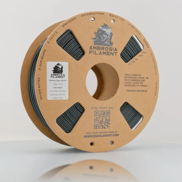 IIID Max AMBROSIA ASA-GF Glass Filled ASA Filament of the Gods - 1KG Bambu AMS Friendly Cardboard Spools Premium 3D Printing Filament