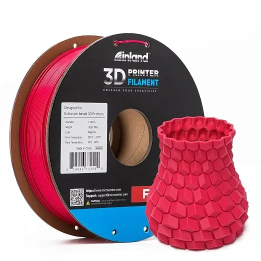 Inland INLAND Micro Center PLA+ 3D Printing Filament - PLA Pro Dimensional Accuracy +/- - 1kg Cardboard Spool (2.2 lbs) (1 Pack Magenta)
