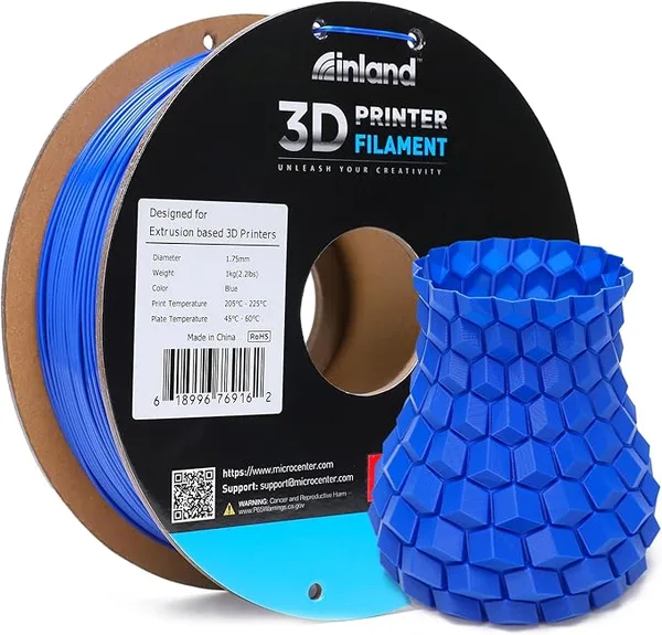 Inland INLAND High Speed PLA+ 3D Printing Filament - Fast Printing PLA Pro Dimensional Accuracy +/- - 1kg Cardboard Spool (2.2 lbs) (1 Pack Blue)