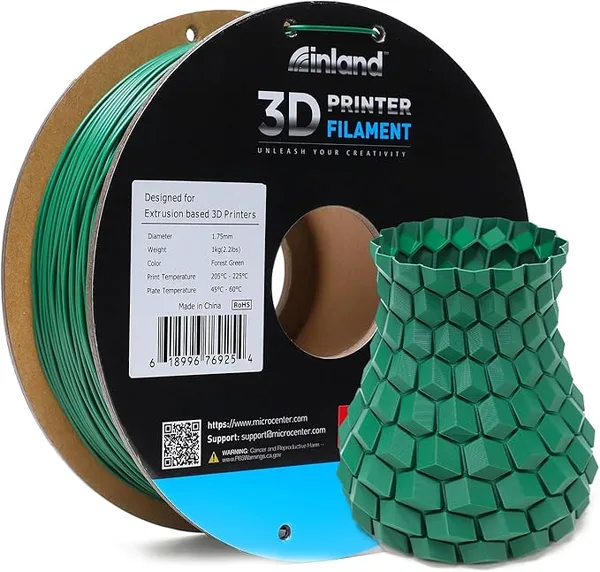 Inland INLAND High Speed PLA+ 3D Printing Filament - Fast Printing PLA Pro Dimensional Accuracy +/- - 1kg Cardboard Spool (2.2 lbs) (1 Pack Forest Green)