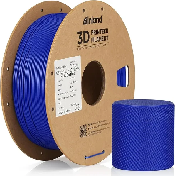 Inland Inland PLA Basics Filament, 1kg Spool – Dimensional Accuracy ±, Neatly Wound, Fits Most FDM 3D Printers (Blue, 1 Pack)