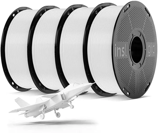 Inslogic 3D Inslogic Pre-Dried 4kg PLA Pro Filament Bundle, Strong & Tough PLA Pro 3D Printer Filament ±, Reusable Spool, 4kg Total, 4×1kg (White)