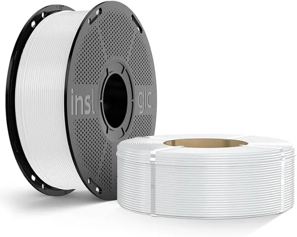 Inslogic 3D Inslogic Pre-Dried PLA Pro Filament, Strong & Tough PLA Pro 3D Printer Filament ±, Reusable Spool, 2kg Total, 2×1kg (White+White)