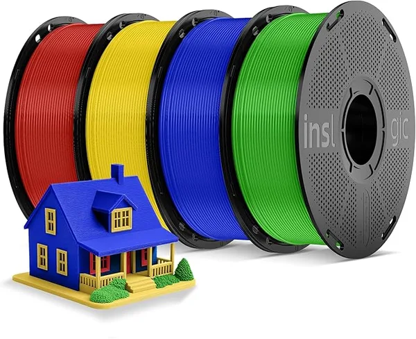 Inslogic 3D Inslogic Pre-Dried 4kg PLA Pro Filament Bundle, Strong & Tough PLA Pro 3D Printer Filament ±, Reusable Spool, 4kg Total, 4×1kg (Red+Yellow+Blue+Green)