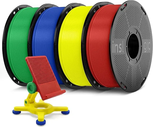 Inslogic 3D Inslogic PETG Pro Pre-Dried 3D Printer Filament, High-Speed PETG Filament, Stronger Toughness, High Precision ±, Compatible with FDM Printers, 1kg×4 Spools (Red+Yellow+Blue+Green)