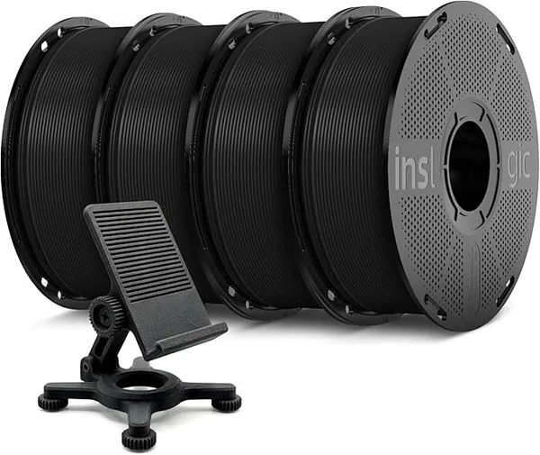 Inslogic 3D Inslogic PETG Pro Pre-Dried 3D Printer Filament, High-Speed PETG Filament, Stronger Toughness, Dimensional Accuracy +/-, Compatible with FDM Printers, 1kg×4 Spools (Black×4)