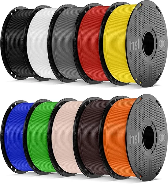 Inslogic 3D Inslogic Pre-Dried 10kg PLA Pro 3D Printer Filament Bundle, Strong & Tough PLA Pro Filament ±, Reusable Spool, 10 Colors, 10kg Total, 10×1kg