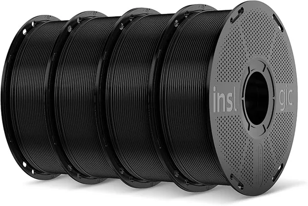 Inslogic 3D Inslogic TPU Filament, 95A Soft 3D Printer Filament, Flexible 3D Filament 1kg×4 Spools (2.2lbs×4), Durable & Wear-Resistant, Dimensional Accuracy +/- (Black)