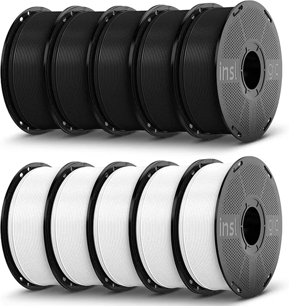 Inslogic 3D Inslogic PETG Pro Pre-Dried 3D Printer Filament, High-Speed PETG Filament, Stronger Toughness, Compatible with FDM Printers, 1kg×10 Spools (5 Black+5 White)