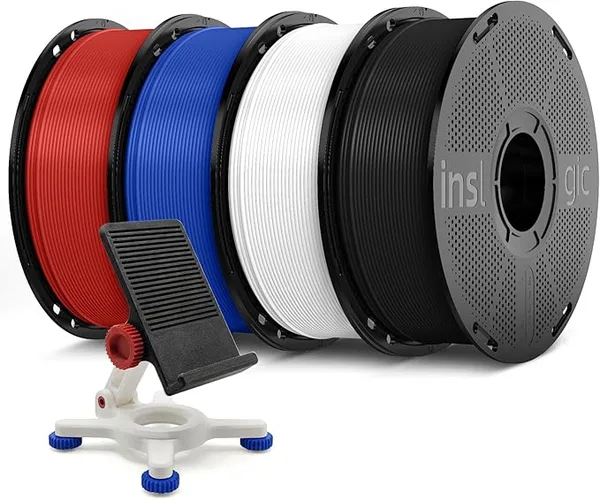 Inslogic 3D Inslogic PETG Pro Pre-Dried 3D Printer Filament, High-Speed PETG Filament, Stronger Toughness, High Precision ±, Compatible with FDM Printers, 1kg×4 Spools (Black+White+Blue+Red)