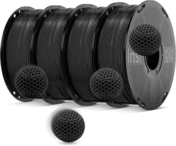 Inslogic 3D Inslogic Pre-Dried TPU Filament, Flexible TPU 90A 3D Printer Filament Black 1KG×4, Tough & Easy to Print, High Elasticity & Skin-Safe, Fit Most FDM 3D Printers