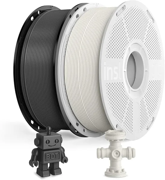 Inslogic 3D Inslogic PETG Pro Gray 1KG + PA6/66 Nylon 1KG Bundle, Engineering-Grade 3D Printer Filament for Strength, Toughness & Heat Resistance, Compatible with Most FDM Printers ()