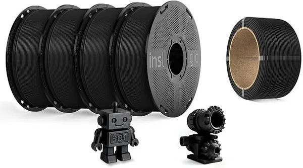Inslogic 3D Inslogic PETG Pro Black 1KG + PA6-CF 0.25KG Bundle, Engineering-Grade 3D Printer Filament for Strength, Rigidity & Heat Resistance, Compatible with Most FDM Printers ()