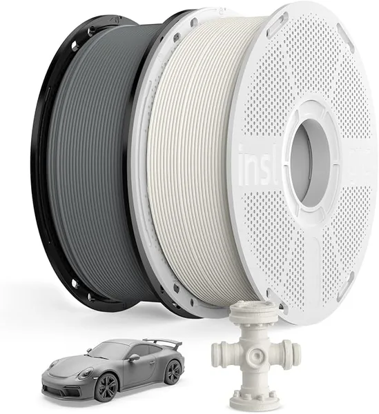 Inslogic 3D Inslogic Matte PLA Gray 1KG + PA6/66 Nylon 1KG 3D Printer Filament Bundle, Balanced for Easy Printing and Engineering Performance, Compatible with Most FDM Printers ()