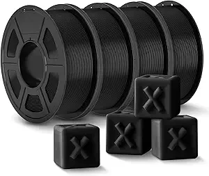 JAYO JAYO PLA+ Filament,3D Printer Filament PLA Plus Dimensional Accuracy +/-, 1.1 Kg Per Spool, Black Pack of 4