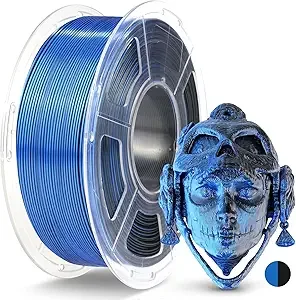 JAYO JAYO Silk Dual Color PLA Filament Black-Blue 1.1kg, Shiny Gradient Dual-Tone PLA, High Gloss Finish, Easy to Print, Layer Concealing, Fits for Most FDM 3D Printers