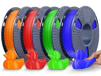 JAYO JAYO TPU 3D Printer Filament Bundle, 95A Flexible Soft TPU Filament, 250g Spool, 4 Rolls, 1kg in Total, Green+Orange+Red+Blue