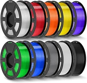 JAYO JAYO PLA+ Filament,3D Printer Filament PLA Plus, 1.1 Kg Per Spool, Black+White+Gray+Transparent and 6 Transparent Colors of 10