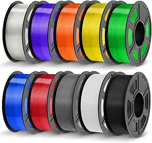 JAYO JAYO PETG Filament Bundle 11KG, Strong Toughness PETG 3D Printer Filament, Fits for Most FDM 3D Printers (Black, White, Gray, Transparent, Clear(Blue+Red+Purple+Yellow+Orange+Green))