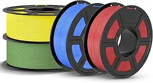JAYO JAYO PLA 3D Printer Filament Bundle 4.4KG, PLA Filament Bulk, Dimensional Accuracy +/-, 4 Pack 1.1kg Spool (Cherry Red,Pri-Yellow,Pri-Cyan,Olive Green)