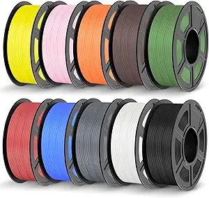 JAYO JAYO PLA 3D Printer Filament Bundle 11KG, PLA Filament Bulk, 10 Pack 1.1kg Spool (Black,White,Gray,Pri-Cyan,Cherry Red,Olive Green,Sunny Orange,Pri-Yellow,Sakura Pink,Chocolate)