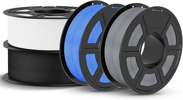 JAYO JAYO PLA 3D Printer Filament Bundle 4.4KG, PLA Filament Bulk, Dimensional Accuracy +/-, 4 Pack 1.1kg Spool (Black,White,Gray,Pri-Cyan)