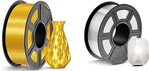 JAYO JAYO 3D Printer Filament 2.2kg, Silk PLA Filament and PETG Filament Fit Most FDM 3D Printers,1.1kg per Spool, Pack of 2, Silk Gold+PETG Clear