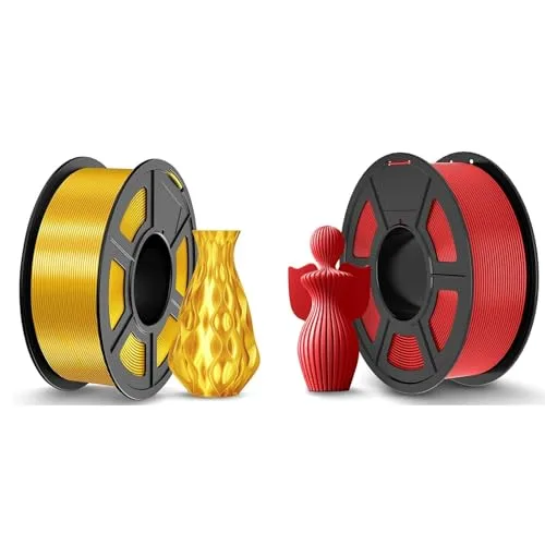 JAYO JAYO 3D Printer Filament 2.2kg, Silk PLA Filament and PLA+ Filament Fit Most FDM 3D Printers,1.1kg per Spool, Pack of 2, Silk Gold+PLA+ Red
