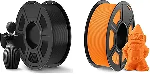 JAYO JAYO 3D Printer Filament 2.2kg, PLA+ Filament and Matte PLA Filament Fit Most FDM 3D Printers,1.1kg per Spool, Pack of 2, PLA+ Black+Matte PLA Orange