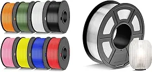 JAYO JAYO 3D Printer Filament 3.1kg, High Speed PLA Filament and PETG Filament Fit Most FDM 3D Printers, Pack of 9, High Speed PLA (Black, White, Blue, Red, Pink, Orange, Yellow, Olive Green)+PETG Clear