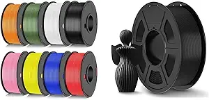 JAYO JAYO 3D Printer Filament 3.1kg, High Speed PLA Filament and PLA+ Filament Fit Most FDM 3D Printers, Pack of 9, High Speed PLA (Black, White, Blue, Red, Pink, Orange, Yellow, Olive Green)+PLA+ Black