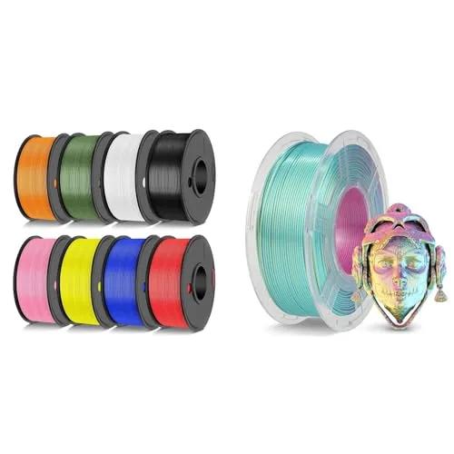 JAYO JAYO 3D Printer Filament 3.1kg, High Speed PLA Filament and Silk Tri-Colors Filament Fit Most FDM 3D Printers, Pack of 9, High Speed PLA 8 Colors + Silk Tri-Colors Red Yellow Green