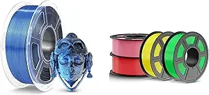 JAYO JAYO 3D Printer Filament 5.5kg, Silk Dual Colors Filament and High Speed PLA Filament Fit Most FDM 3D Printers,1.1kg per Spool, Silk Dual Colors Black Blue+High Speed PLA (Yellow, Pink, Green, Red)