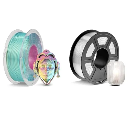 JAYO JAYO 3D Printer Filament 2.2kg, Silk Tri-Colors Filament and PETG Filament Fit Most FDM 3D Printers, 1.1kg per Spool, Pack of 2, Silk Tri-Colors Red Yellow Green+PETG Clear