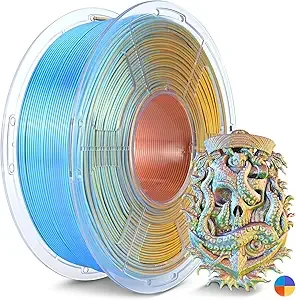JAYO JAYO Silk Quad-Color PLA Filament Blue-Purple-Orange-Yellow 1.1kg, Four-Color Gradient PLA, High Gloss Shine, Smooth Layer Concealment, Fits for Most FDM 3D Printers