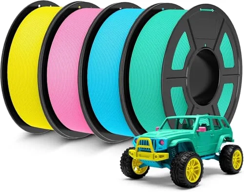 JAYO JAYO Rapid Matte PETG Filament 4.4KG Bundle, PETG Matte 3D Printer Filament 4.4kg, 1.1kg per Spool, Pack of 4, Mint Green+Sky Blue+Pink+Yellow