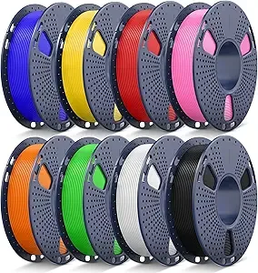 JAYO JAYO PETG Filament Bundle 2KG, Strong Toughness PETG 3D Printer Filament, Accuracy +/-, Fits for Most FDM 3D Printers (Black, White, Green, Red, Blue, Orange, Yellow, Pink)
