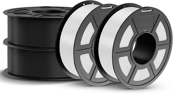 JAYO JAYO PLA 3D Printer Filament Bundle 4.4KG Diameter, Dimensional Accuracy +/-, 4 Pack 1.1kg Spool (Black, White)