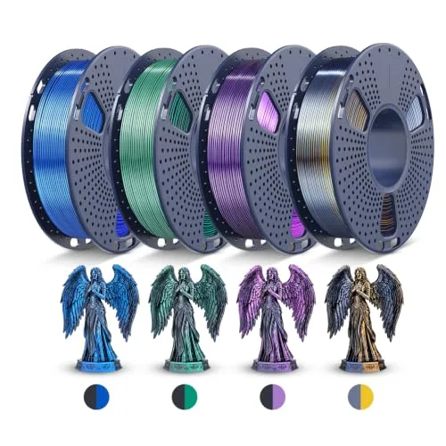 JAYO JAYO Silk PLA 3D Printer Filament Bundle, Shiny Dual Color Filament Pack, Multi Color Change Filament, 4 Spools 250g Each 1kg