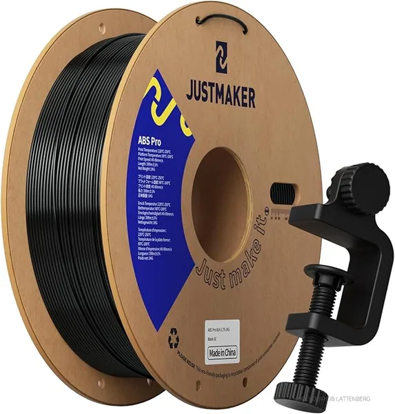 JustMaker ABS PRO (ABS+) 3D Printer Filament, Upgraded Strength Heat Resistant Filament, Cardboard Spool, Dimensional Accuracy +/-, 1kg (2.2 lbs), Black
