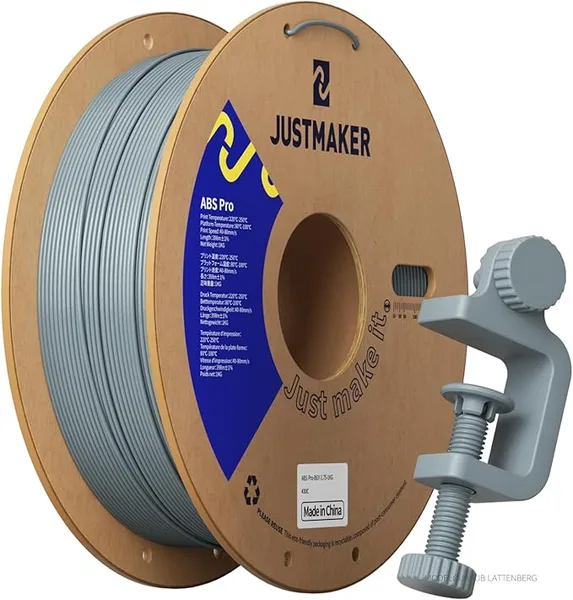 JustMaker ABS PRO (ABS+) 3D Printer Filament, Upgraded Strength Heat Resistant Filament, Cardboard Spool, Dimensional Accuracy +/-, 1kg (2.2 lbs), Blue Gray
