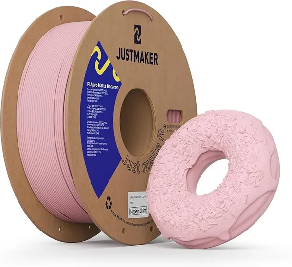 JustMaker Matte PLA+ 3D Printer Filament, Upgrade Cardboard Spool, Dimensional Accuracy +/-, 1kg, Coral Pink