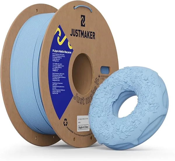 JustMaker Matte PLA+ 3D Printer Filament, Upgrade Cardboard Spool, Dimensional Accuracy +/-, 1kg, Ice Blue