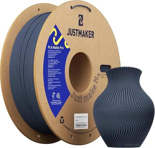 JustMaker Matte PLA+ 3D Printer Filament, Upgrade Cardboard Spool, Dimensional Accuracy +/-, 1kg, Navy Blue