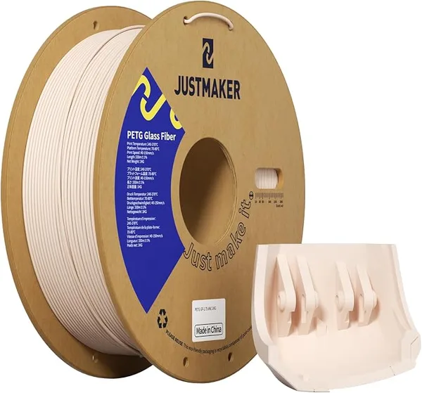 JustMaker PETG Glass Fiber 3D Printer Filament, Updated Stronger Impact Resistance, Dimensional Accuracy +/-, 1kg, Cream Pink
