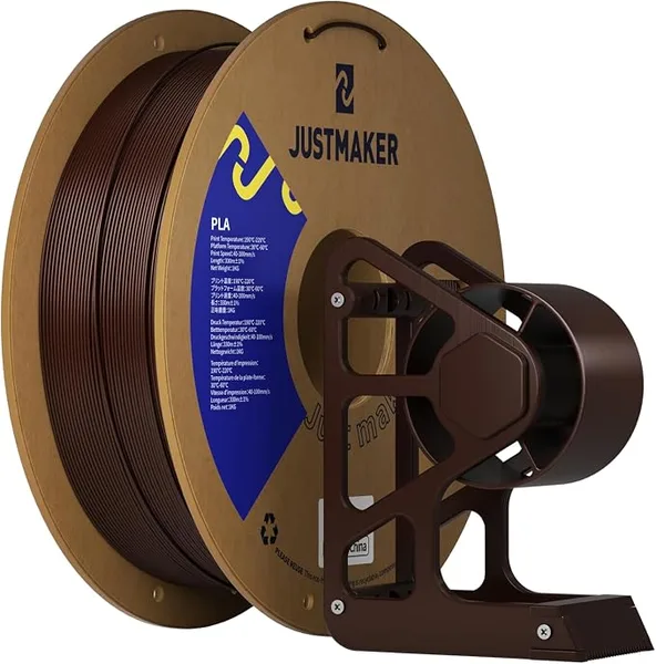 JustMaker PLA 3D Printer Filament, Upgrade Cardboard Spool, Print with Most 3D Printers, Dimensional Accuracy +/-, 1kg, Chocolate