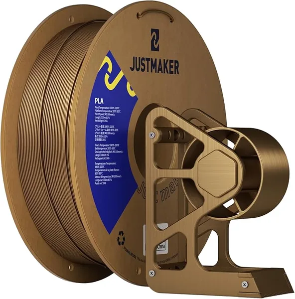 JustMaker PLA 3D Printer Filament, Upgrade Cardboard Spool, Print with Most 3D Printers, Dimensional Accuracy +/-, 1kg, Copper