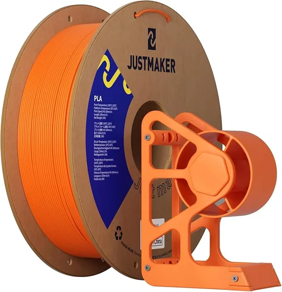 JustMaker PLA 3D Printer Filament, Upgrade Cardboard Spool, Print with Most 3D Printers, Dimensional Accuracy +/-, 1kg, Orange