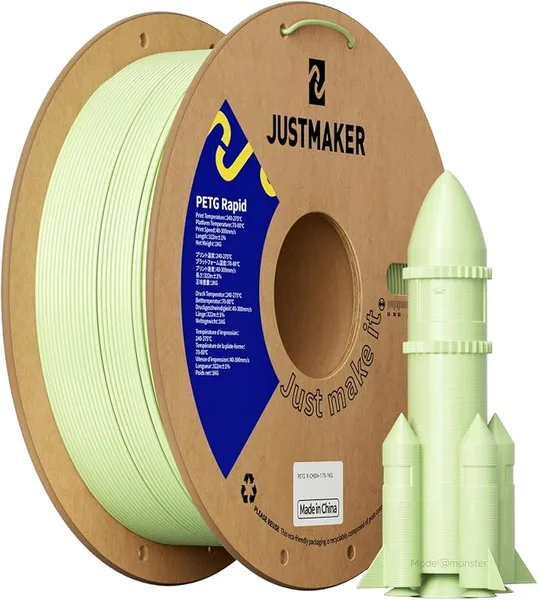 JustMaker PETG Rapid 3D Printer Filament, High-Speed Printing, Multifunctional Material,Dimensional Accuracy +/-, 1kg, Cream Green