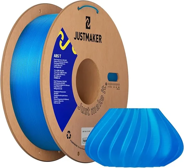 JustMaker ABS Transparent 3D Printer Filament, Upgraded Strength Heat Resistant Filament, Low-Odor Transparent Material, Dimensional Accuracy +/-, 1 kg (2.7 lbs), Blue